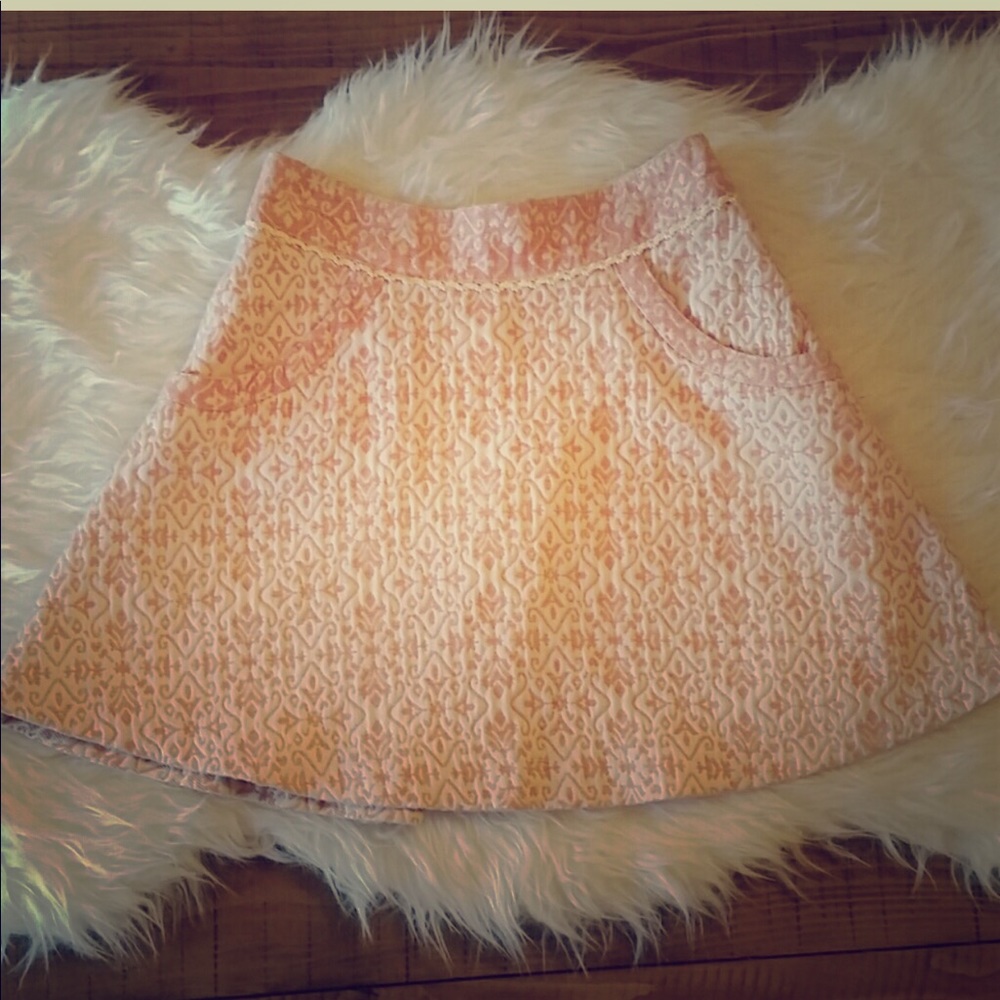 Free people pink and cream elegant skirt